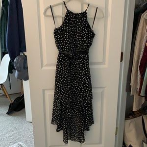 White House Black Market polka dot high low dress size 2